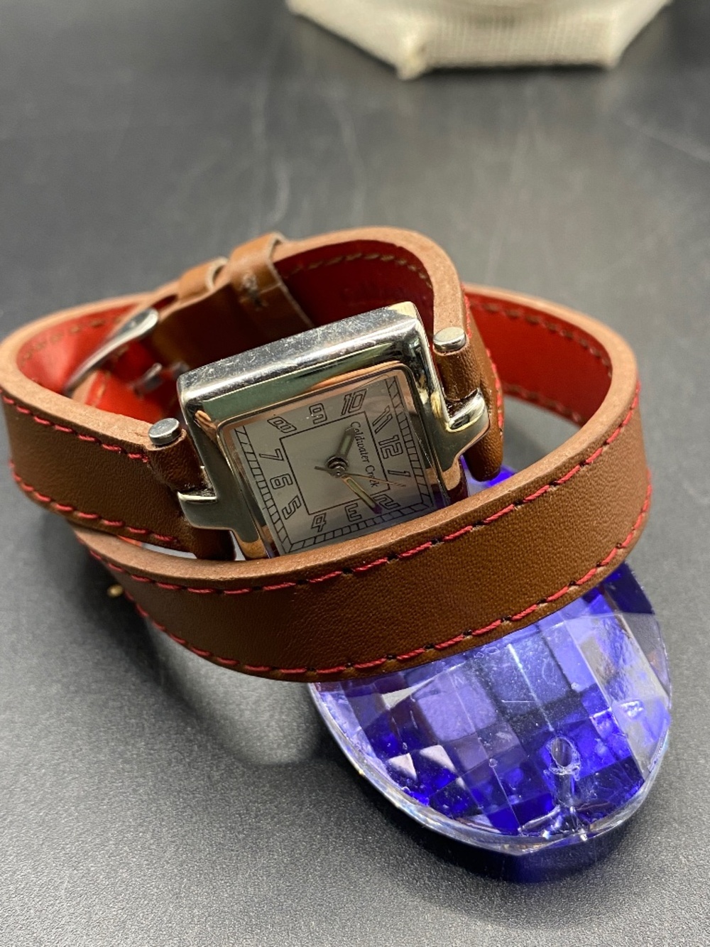 COLDWATER CREEK Watch Double Wrap Brown & Red Genuine Leather